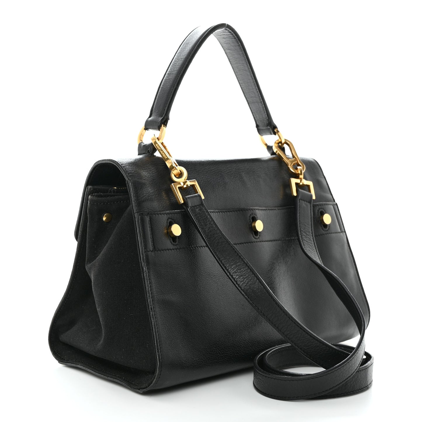 Calfskin Canvas Small Muse Two Black