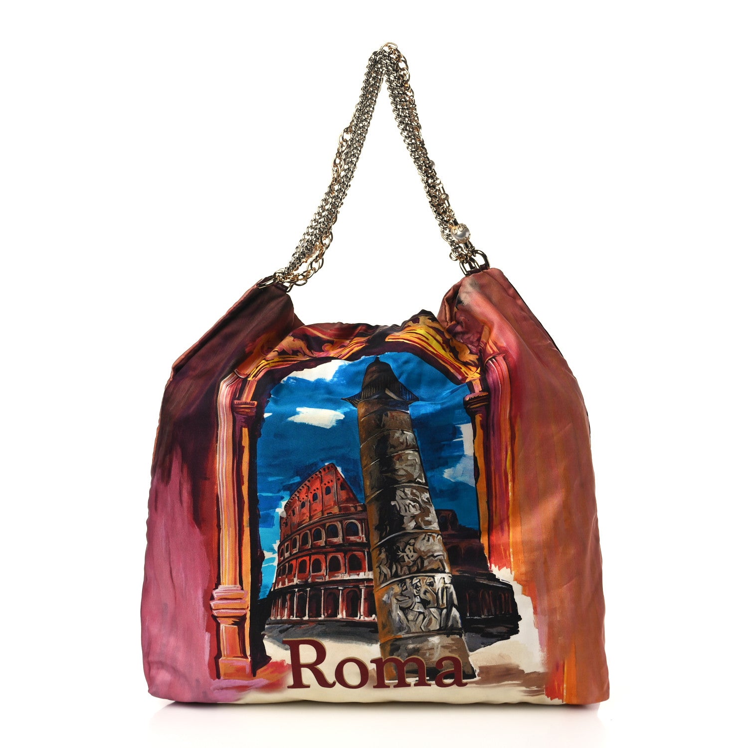Dolce & Gabbana Silk Roma Printed Anita Tote Blue Multicolor 1 of 8