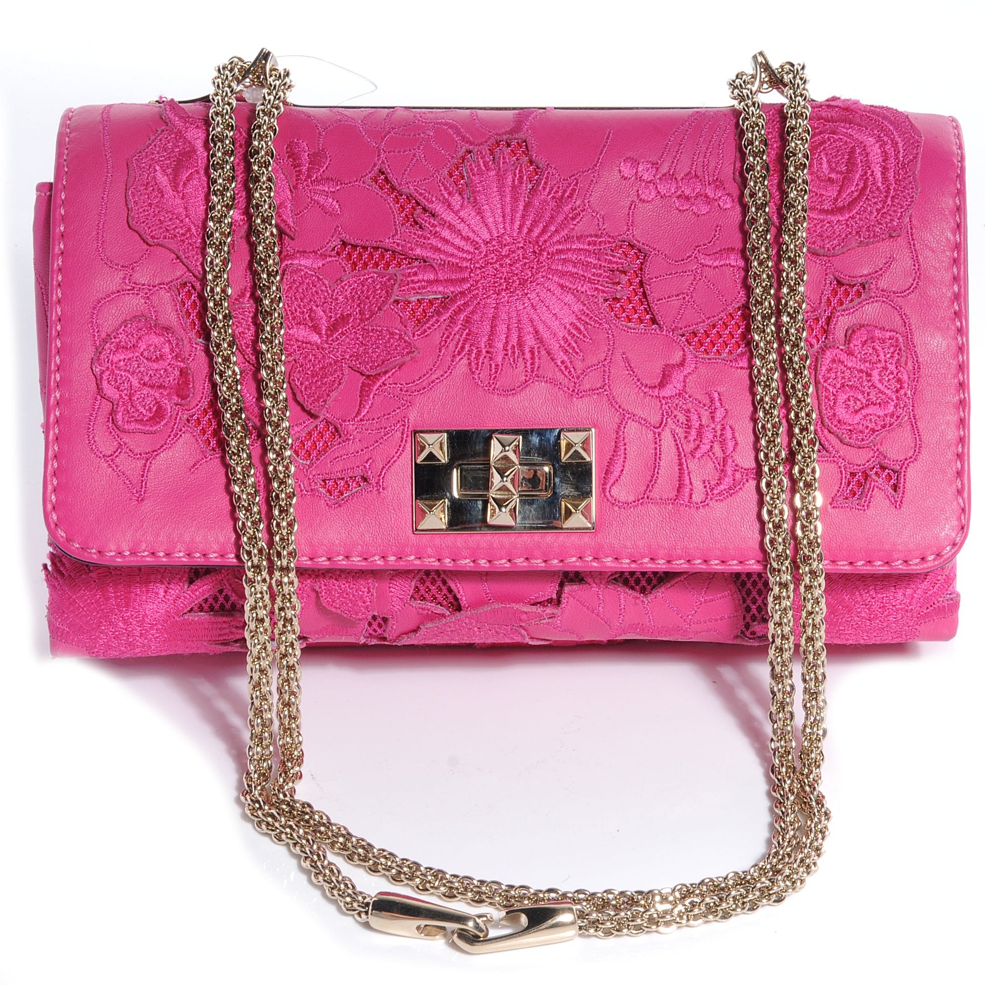 Valentino Garavani Nappa Lace Girello Flap Pop Fuxia 1 of 8