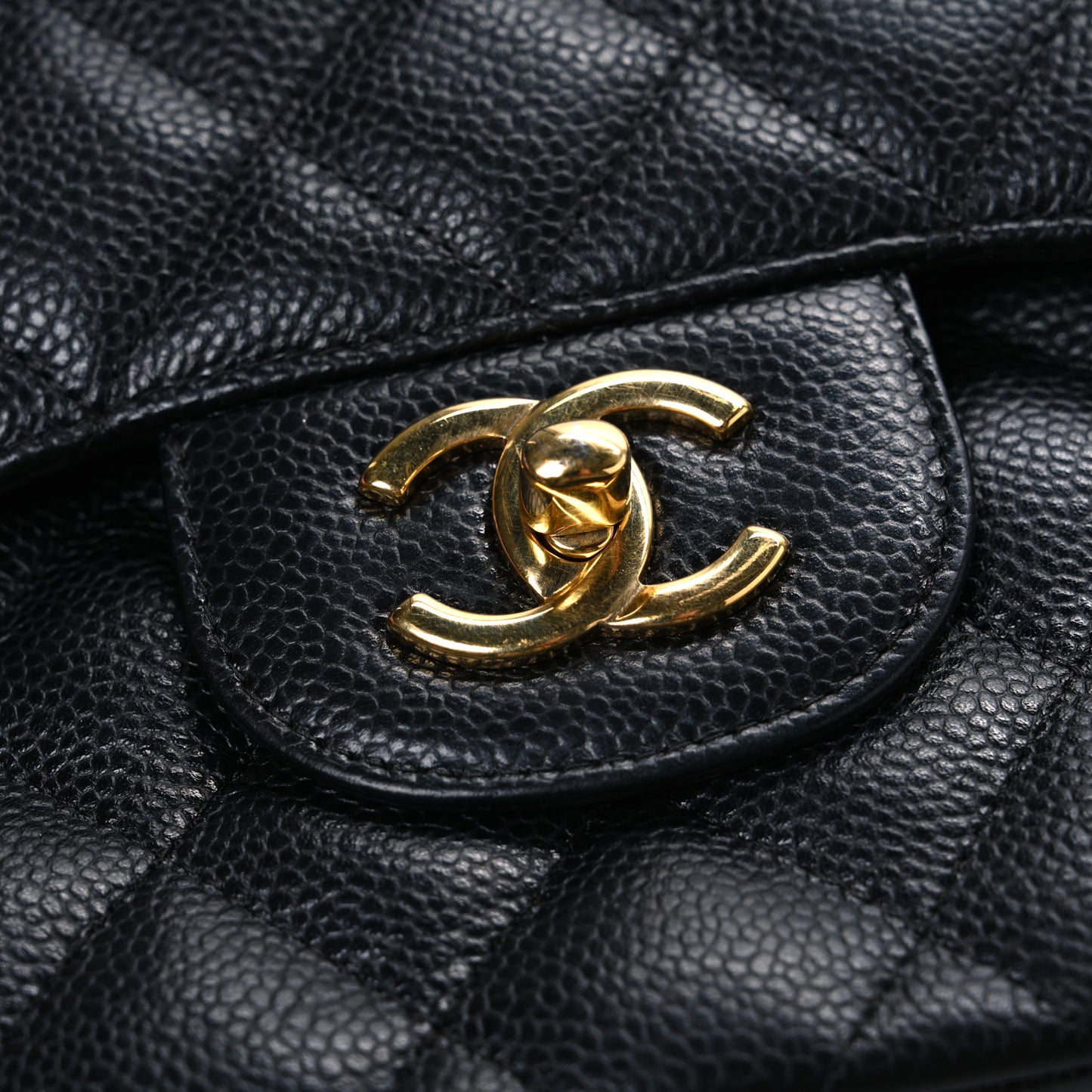 Caviar Quilted Jumbo Double Flap Black