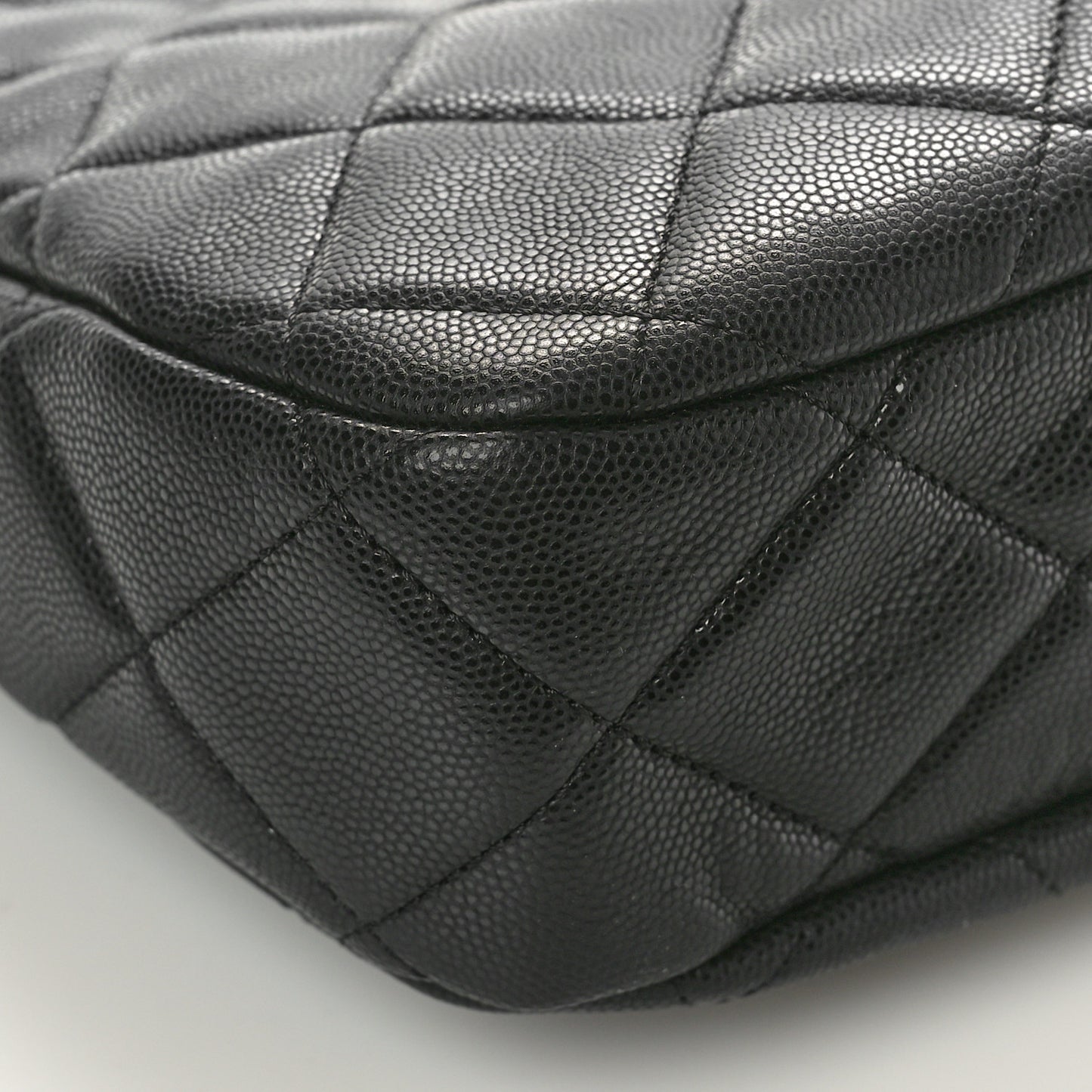 Caviar Quilted Twist Your Buttons Hobo Black