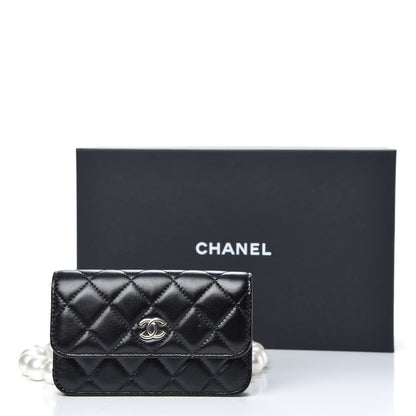 Chanel Calfskin Quilted Maxi Pearls Clutch With Chain Black 10 of 10
