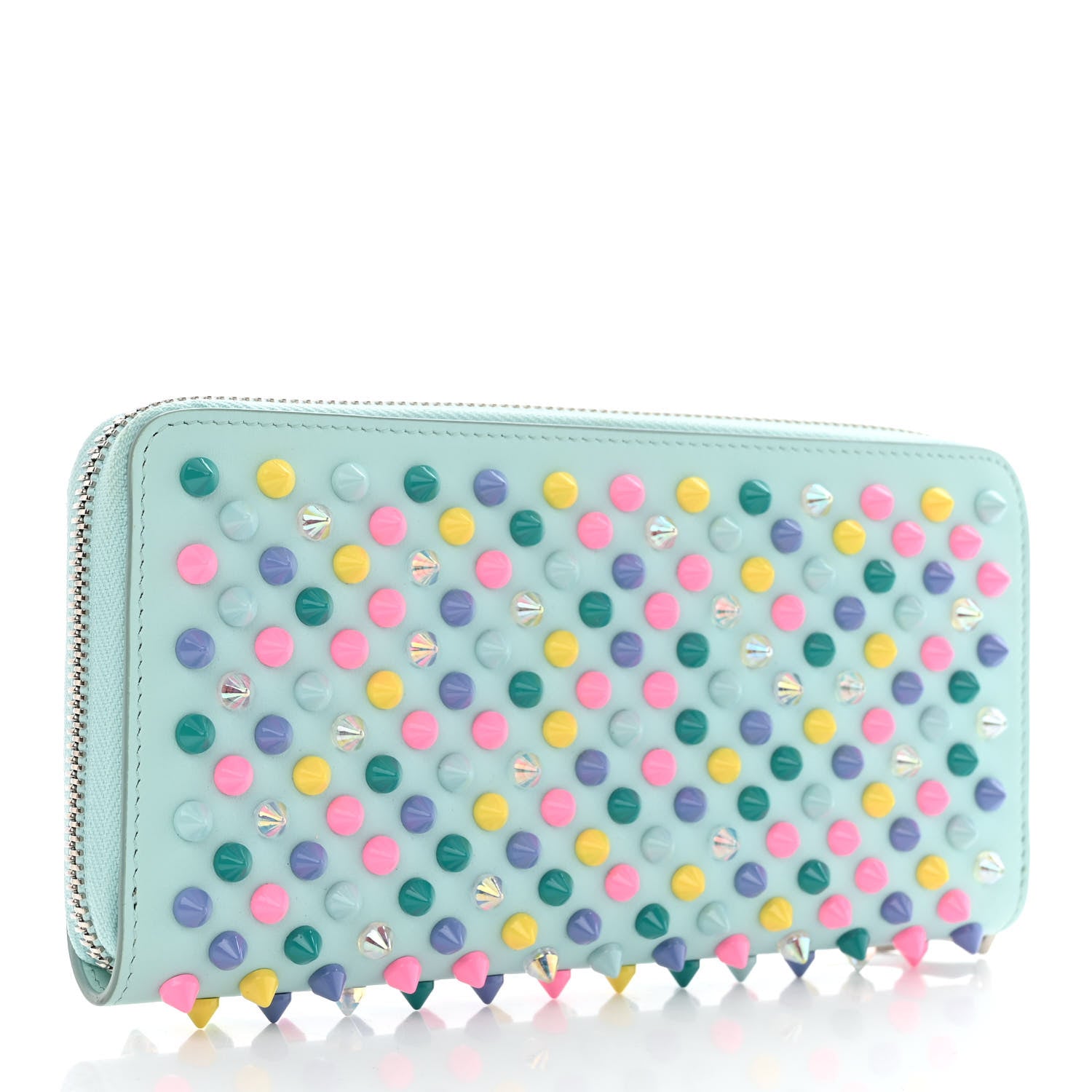 Christian Louboutin Calfskin Panettone Spiked Zip Around Wallet Source Multicolor 3 of 7