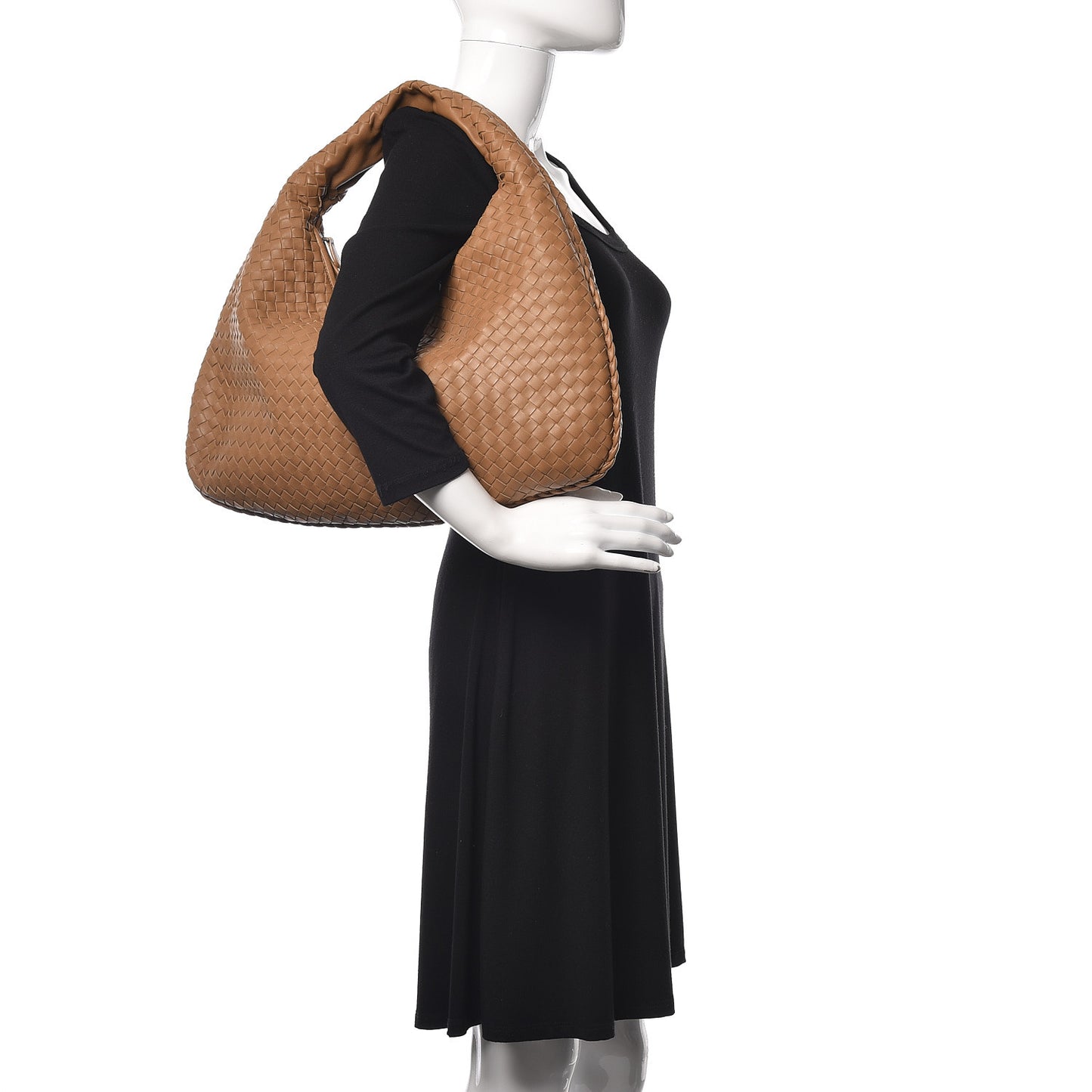 Nappa Intrecciato Large Veneta Hobo Camel