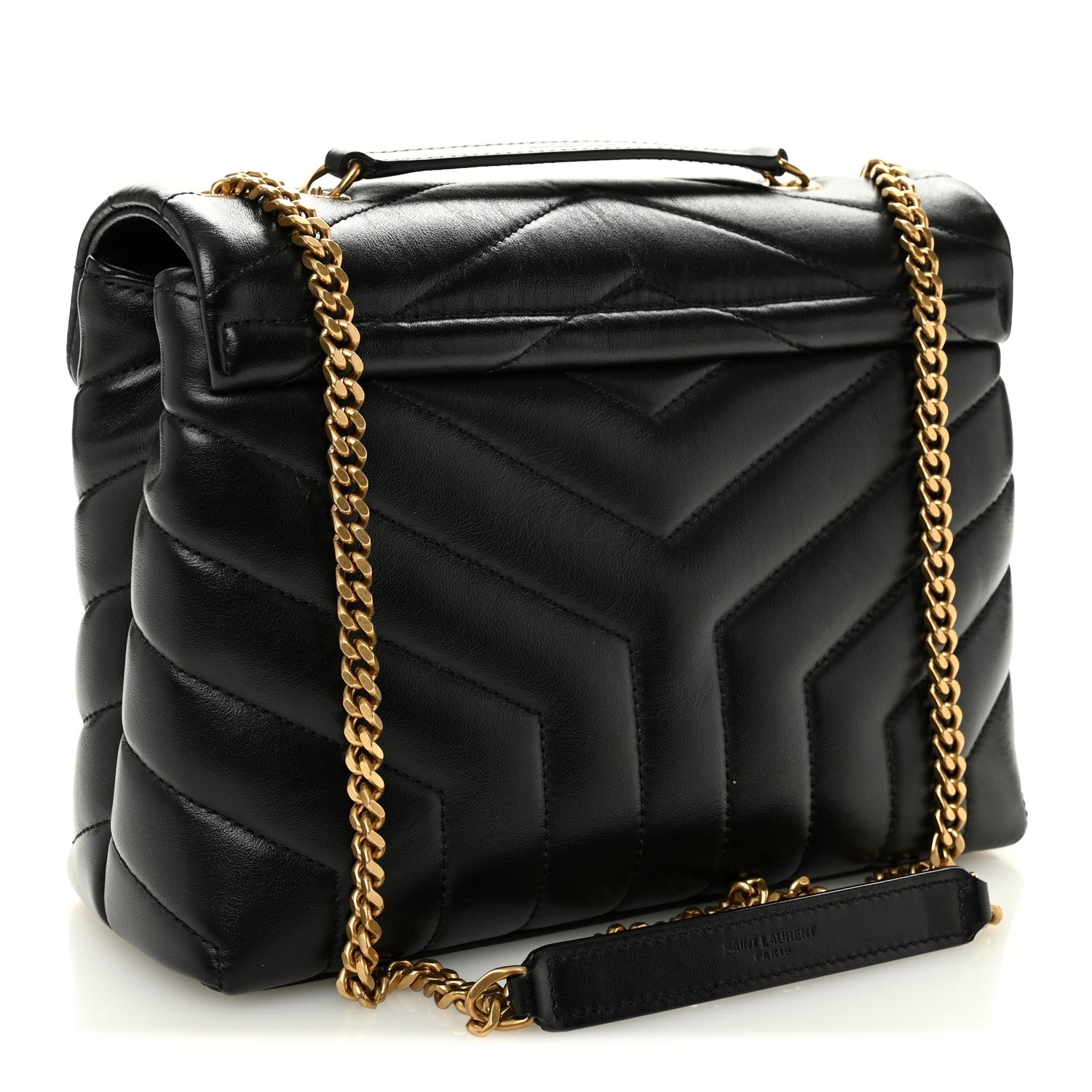 Saint Laurent Calfskin Y Quilted Monogram Small Loulou Chain Satchel Black 3 of 10