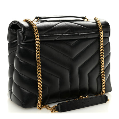 Saint Laurent Calfskin Y Quilted Monogram Small Loulou Chain Satchel Black 3 of 10
