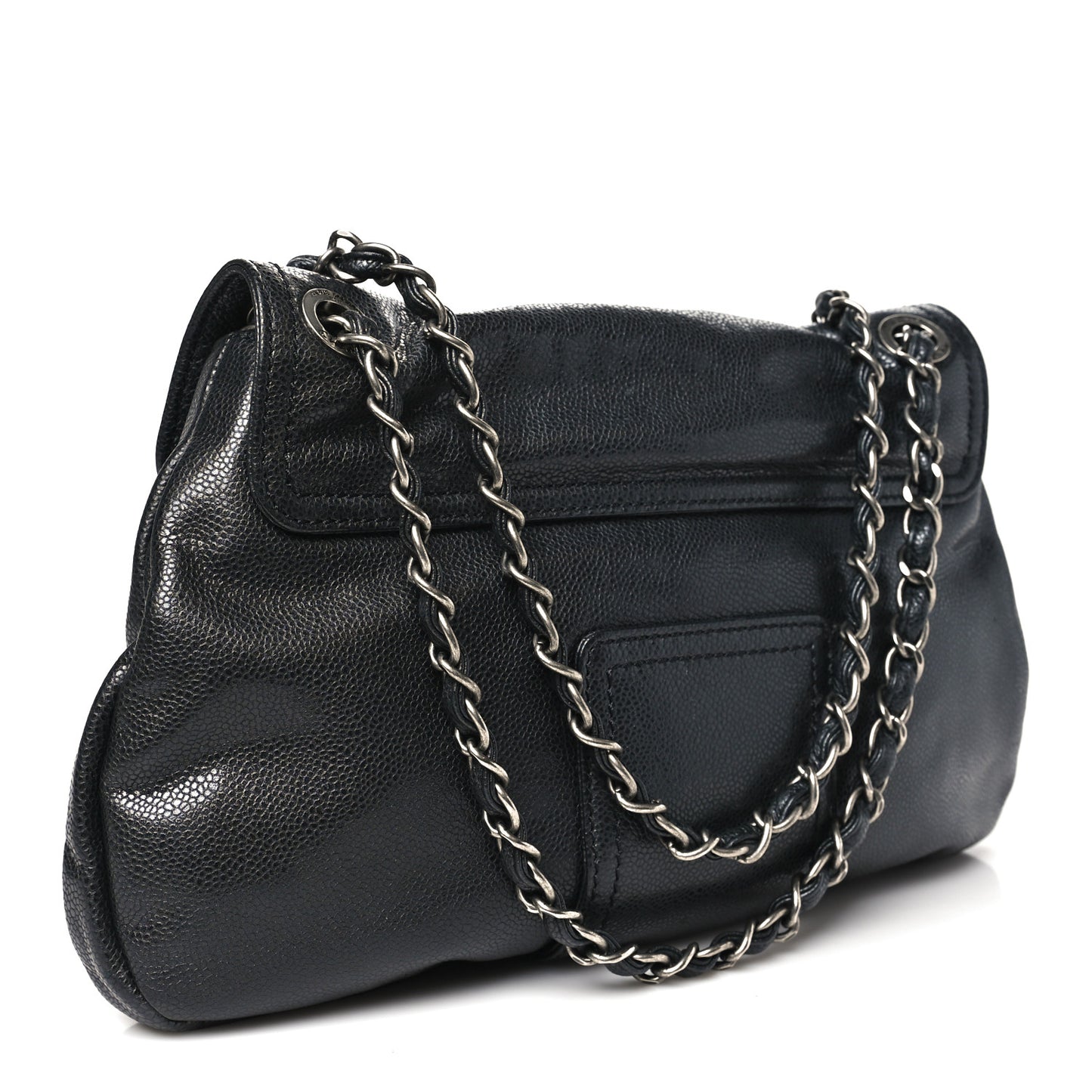 Glazed Caviar Coco Rider Flap Shoulder Bag Black