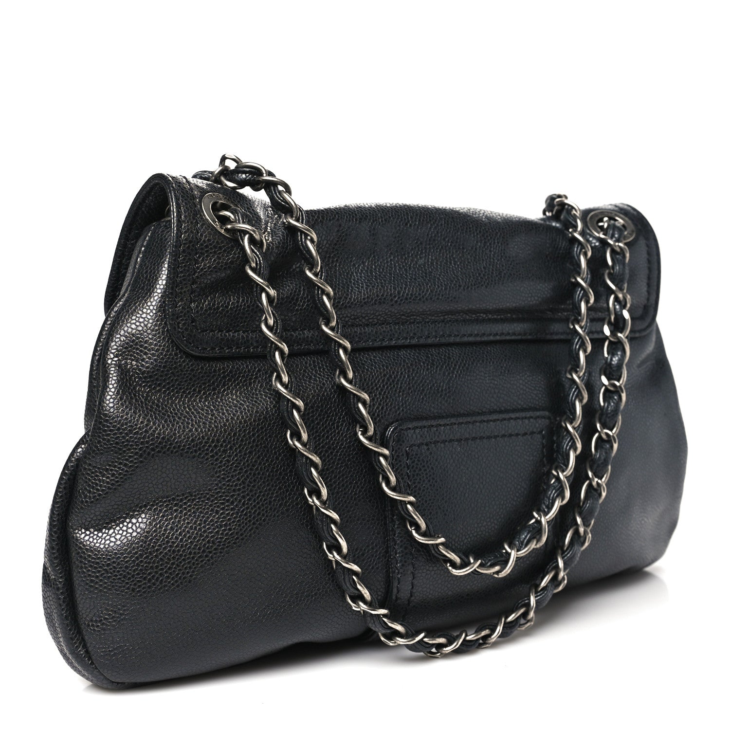 Chanel Glazed Caviar Coco Rider Flap Shoulder Bag Black 2 of 9