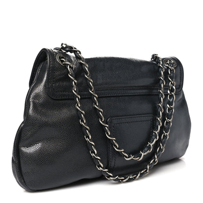 Chanel Glazed Caviar Coco Rider Flap Shoulder Bag Black 2 of 9