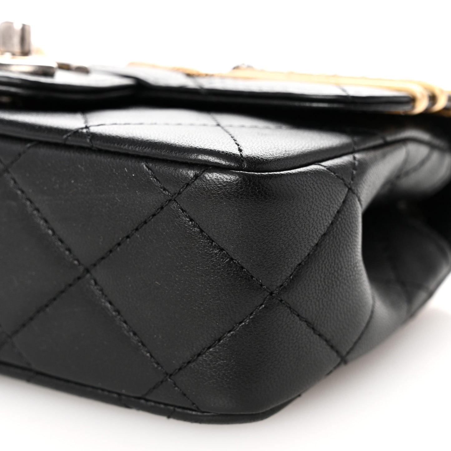 Lambskin Quilted Mini Coco Clips Single Flap Black