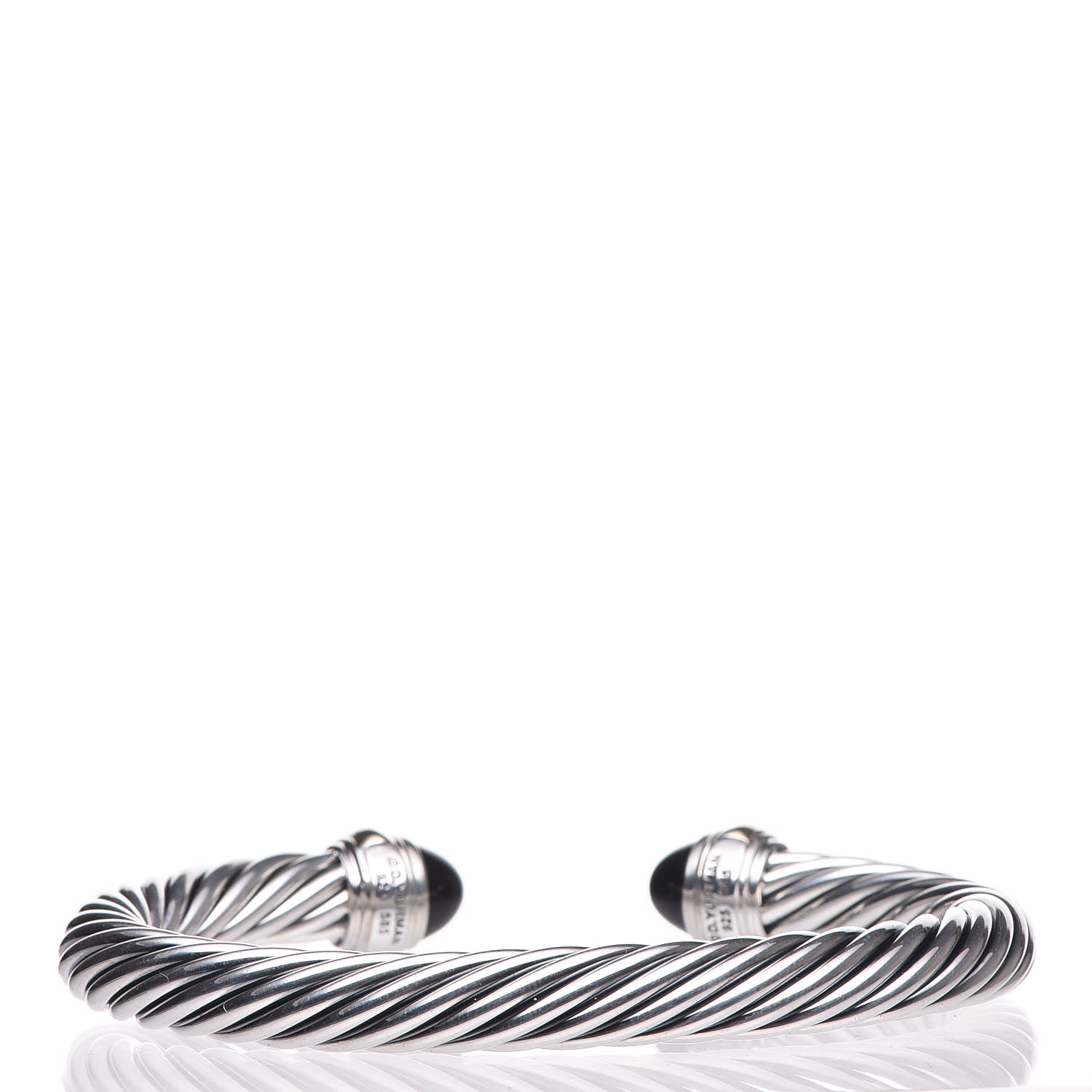David Yurman Sterling Silver 14K Yellow Gold Black Onyx 7mm Cable Classics Bracelet 3 of 5