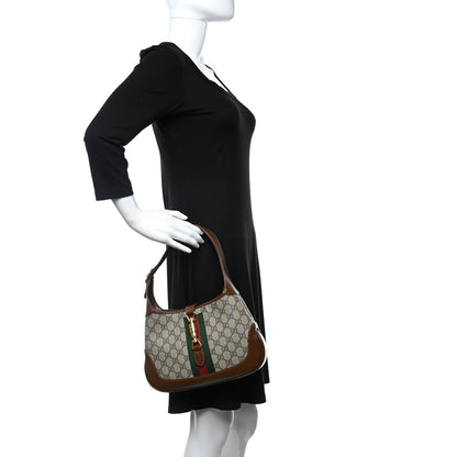 Gucci GG Supreme Monogram Azalea Calfskin Web Small Jackie 1961 Hobo Beige Ebony Brown Sugar 2 of 11