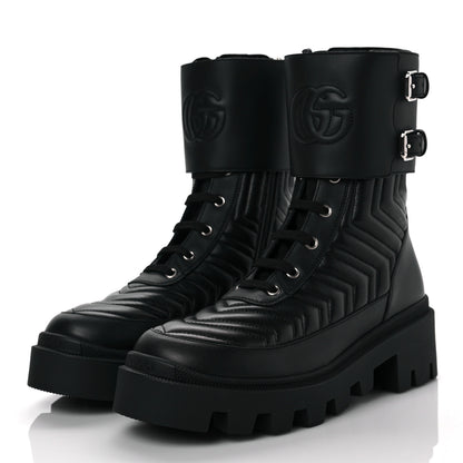 Gucci Nappa Frances GG Matelasse Platform Combat Boots 38.5 Black 3 of 6