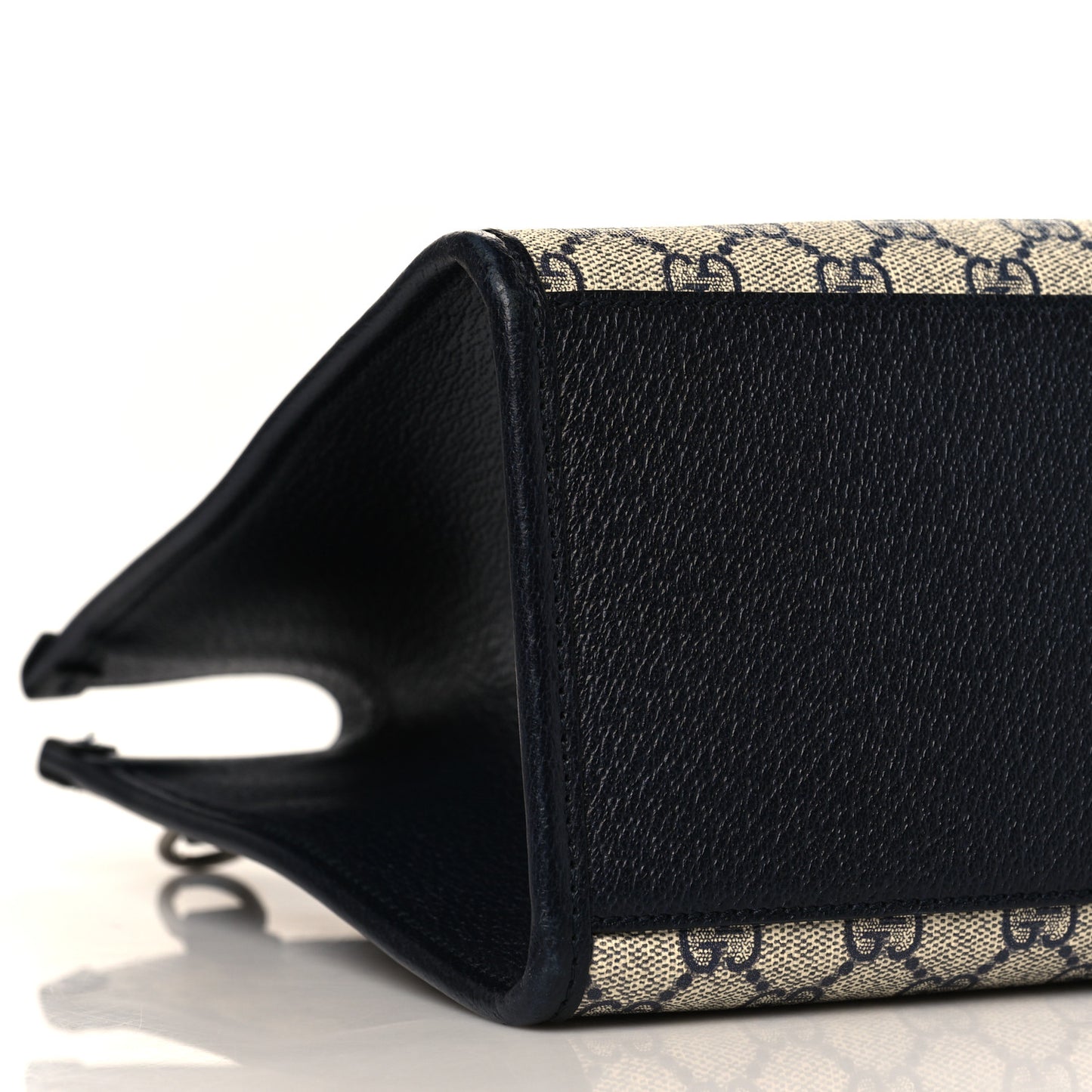 GG Supreme Monogram Textured Dollar Calfskin Small Retro Interlocking G Tote Bag Beige Blue