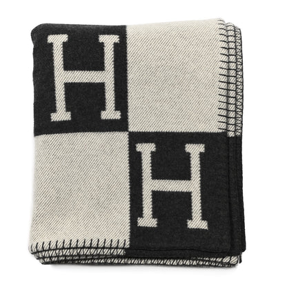 Hermes Wool Cashmere Avalon Blanket Ecru Gris Fonce 1 of 3