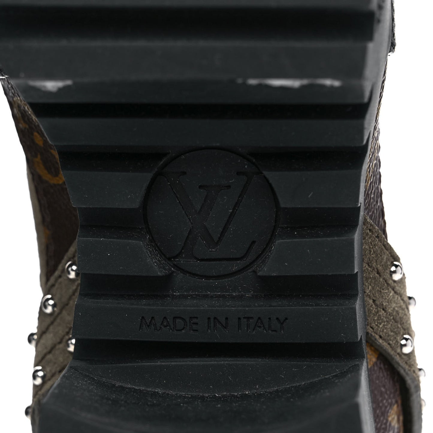 Suede Calfskin Monogram Laureate Platform Desert Boots 36 Kaki