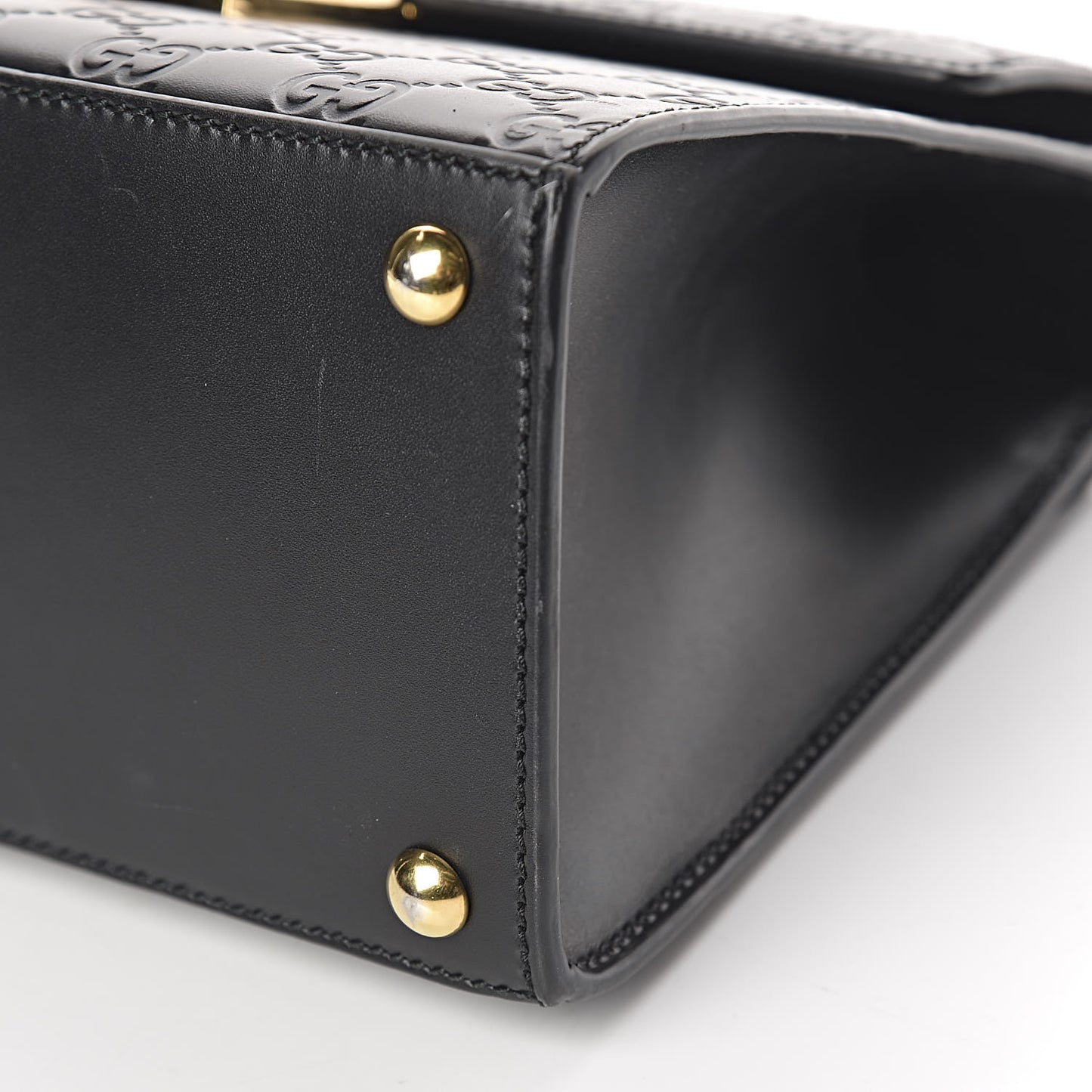 Guccissima Signature Small Padlock Top Handle Bag Black