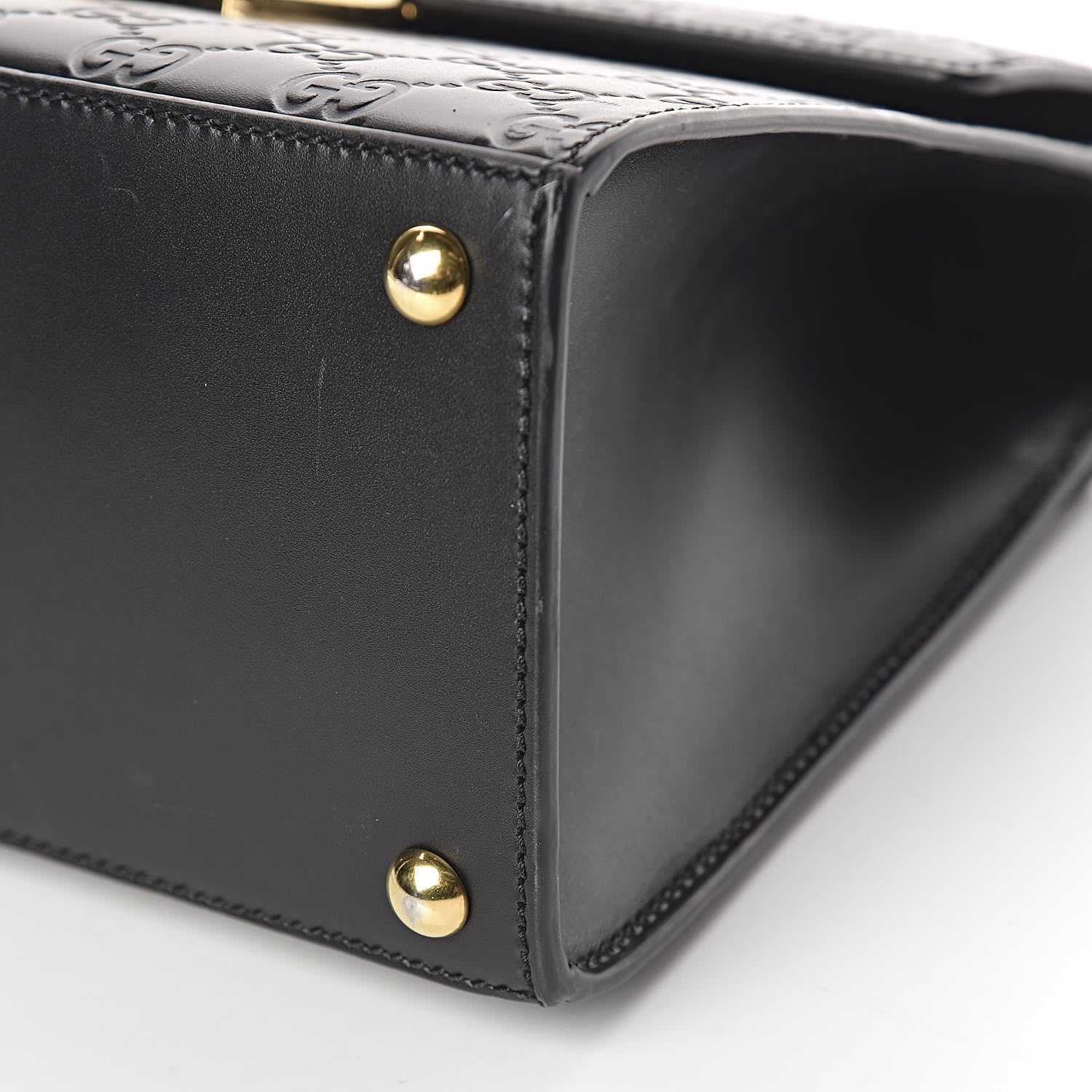 Gucci Guccissima Signature Small Padlock Top Handle Bag Black 11 of 14