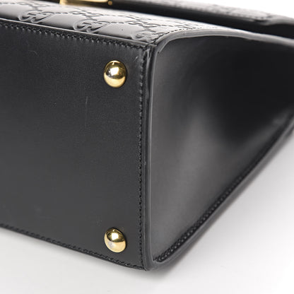 Gucci Guccissima Signature Small Padlock Top Handle Bag Black 11 of 14