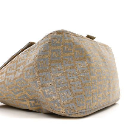Fendi Metallic Jacquard Zucchino Suede Mama Baguette Peltro Argento Sabbia 9 of 10