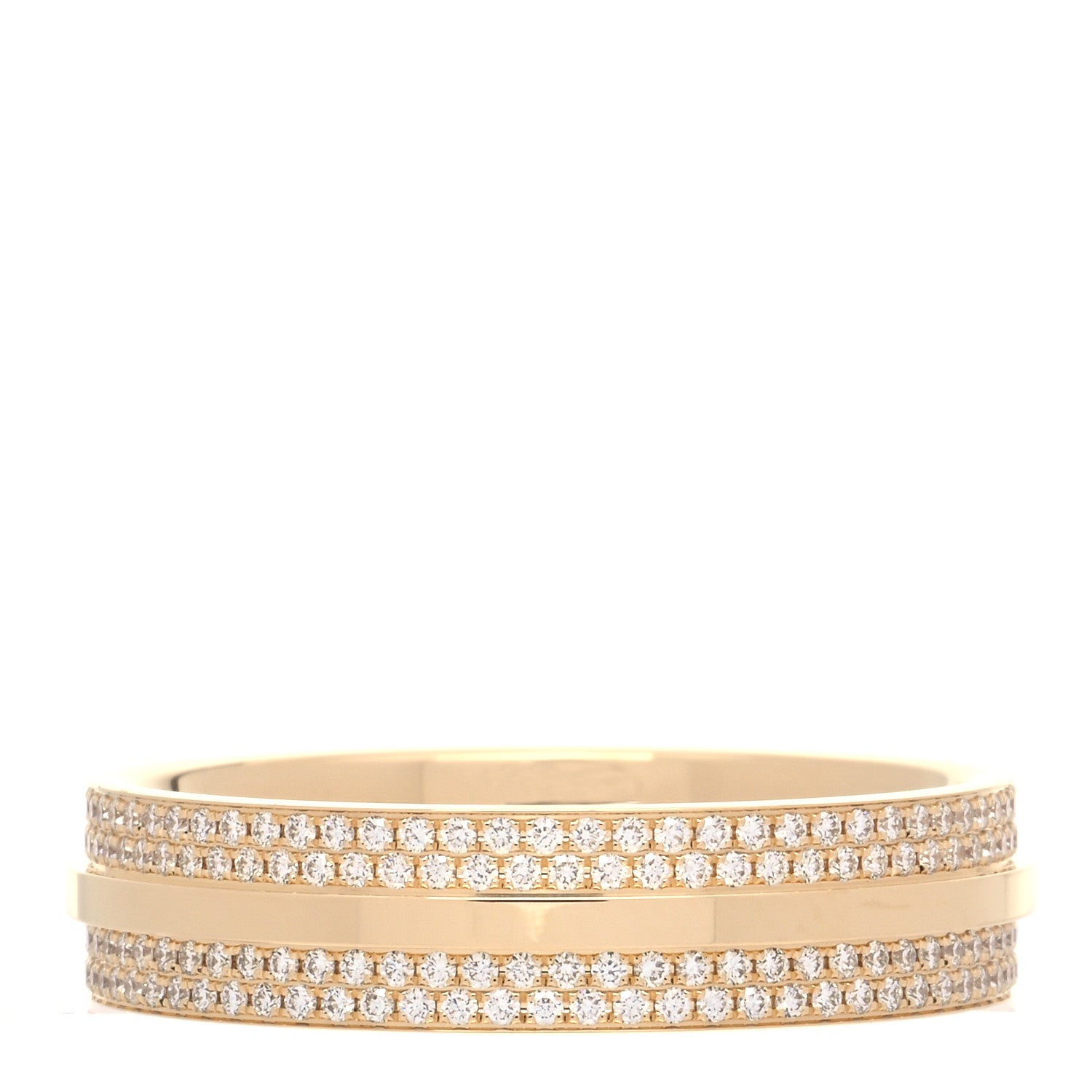 Tiffany 18K Yellow Gold Diamond Wide T Two Pave Ring 67 12 3 of 5