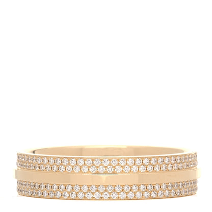 Tiffany 18K Yellow Gold Diamond Wide T Two Pave Ring 67 12 3 of 5