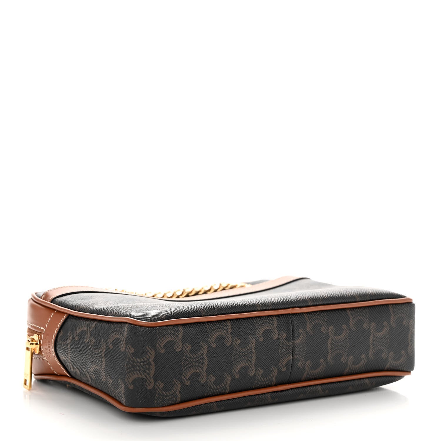 Celine Triomphe Canvas Calfskin Medium Patapans Tan 4 of 9