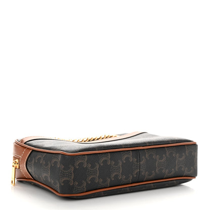 Celine Triomphe Canvas Calfskin Medium Patapans Tan 4 of 9