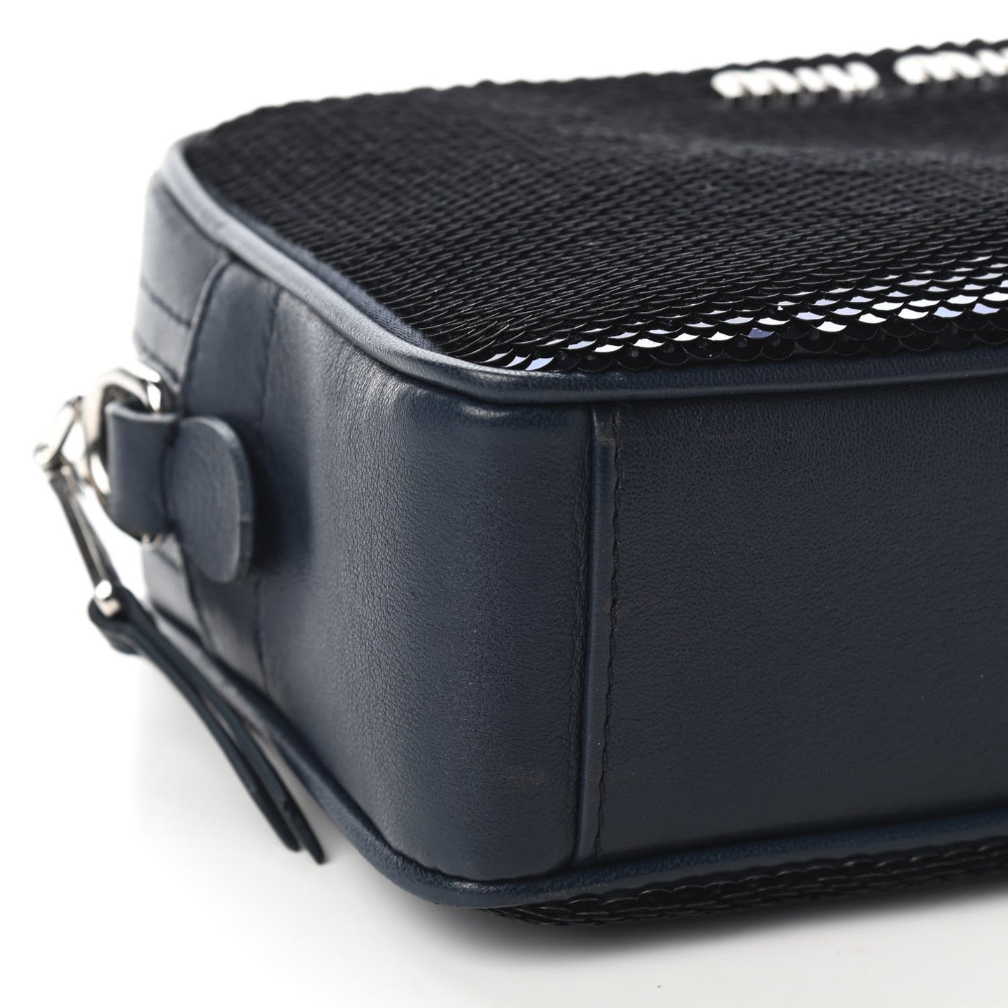 Paillettes Sequin Chain Camera Bag Bleu