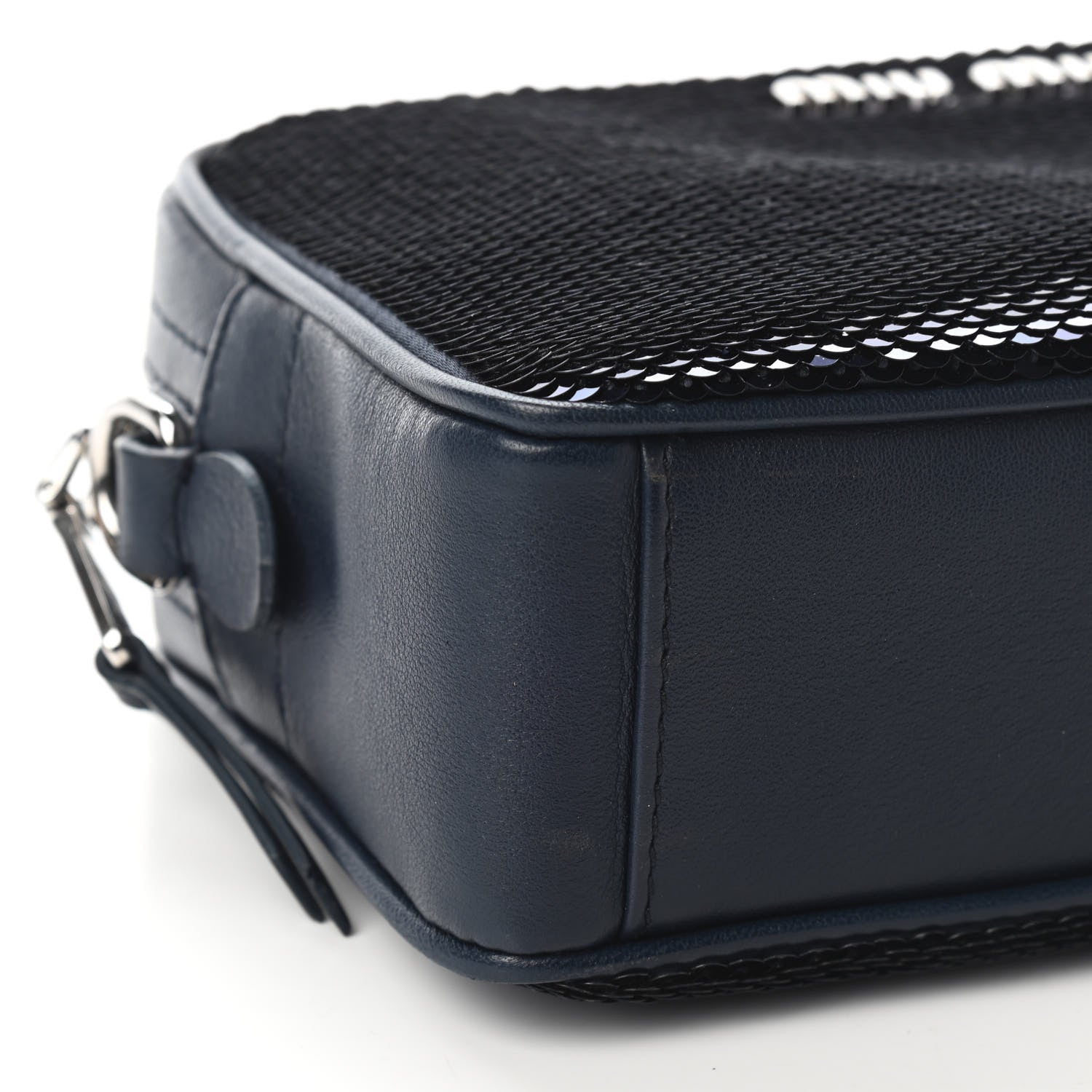 Miu Miu Paillettes Sequin Chain Camera Bag Bleu 7 of 8