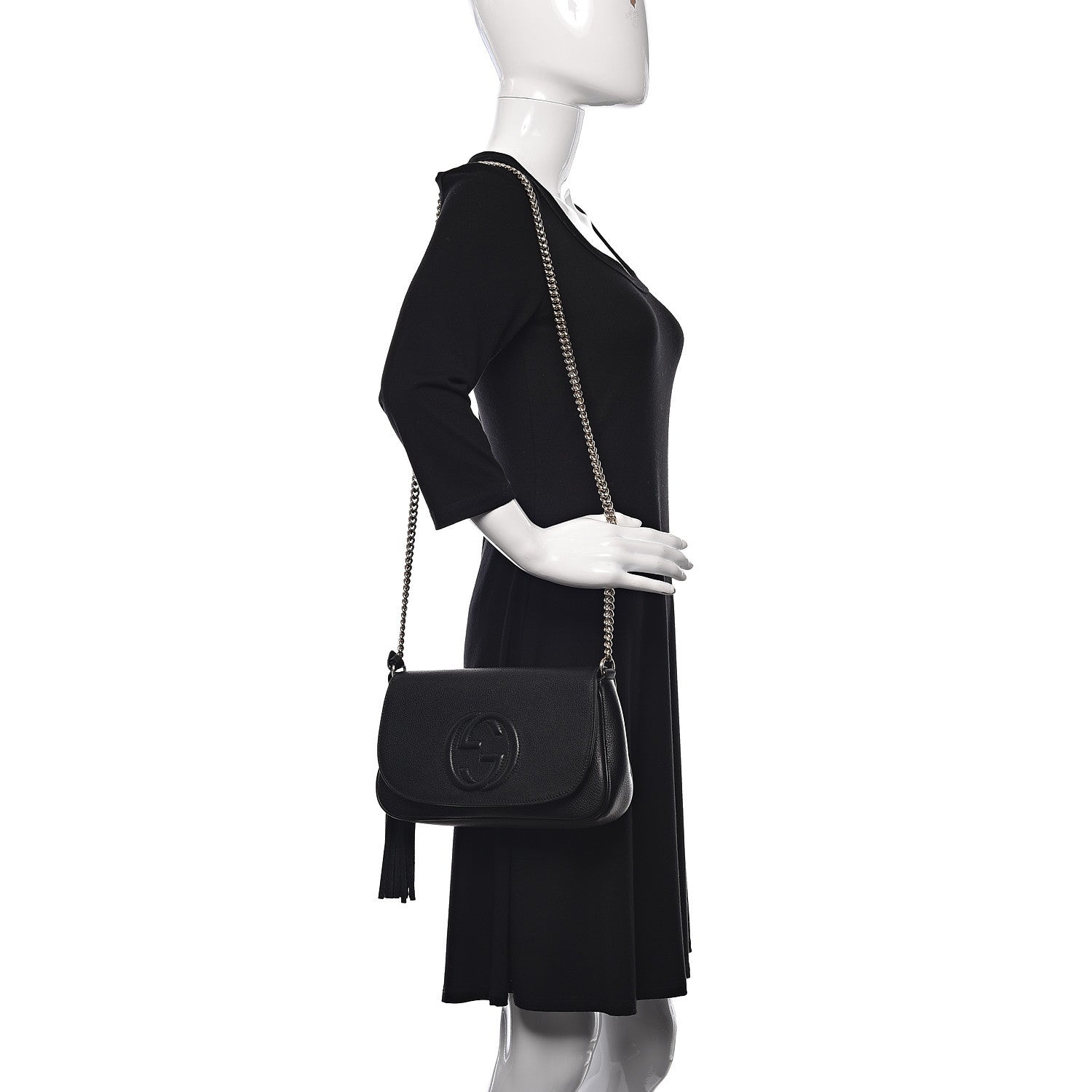 Gucci Pebbled Calfskin Medium Soho Flap Crossbody Black 2 of 9