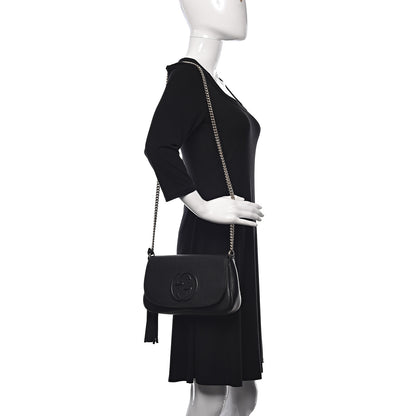 Gucci Pebbled Calfskin Medium Soho Flap Crossbody Black 2 of 9