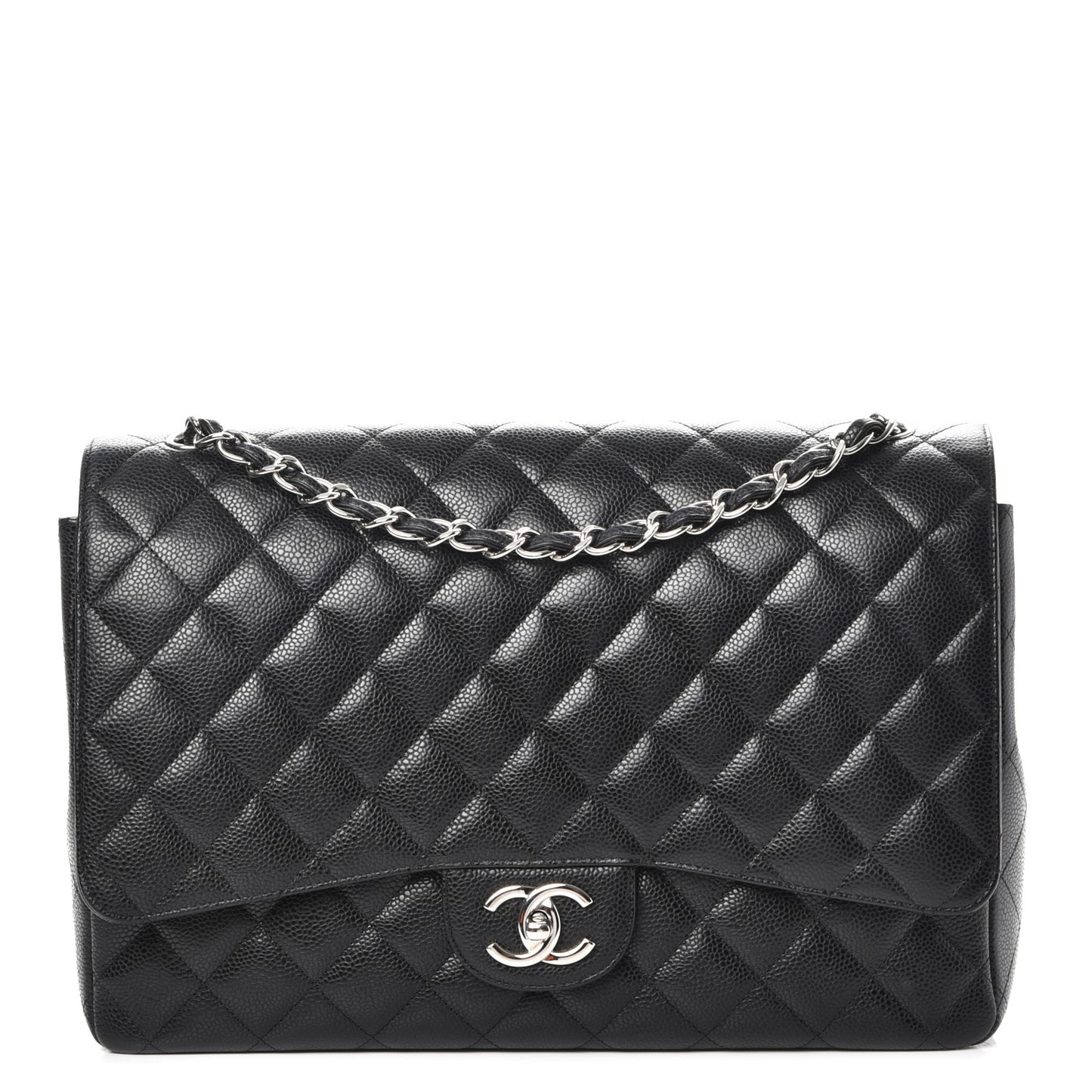 Caviar Quilted Maxi Double Flap Black