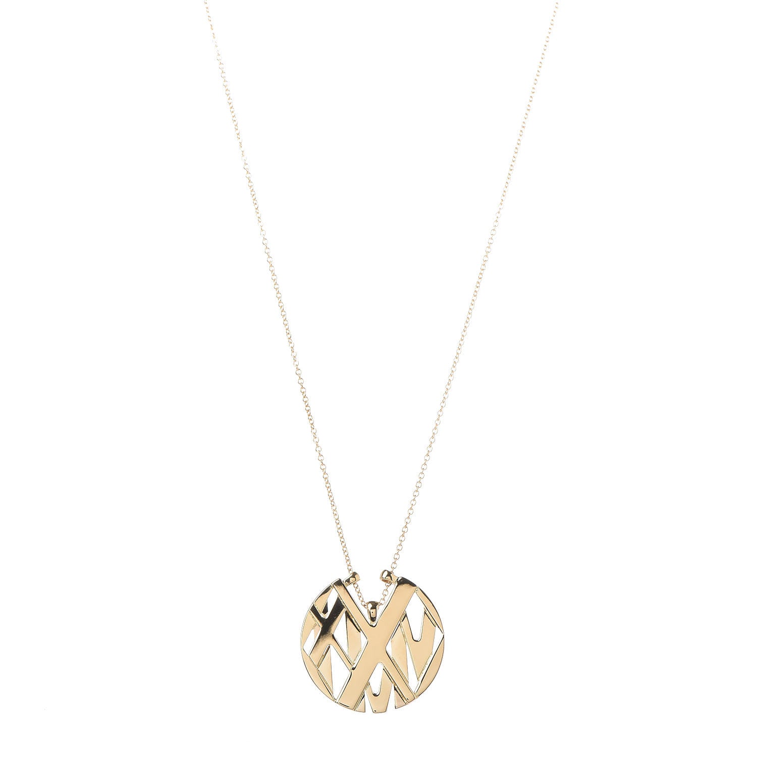 Tiffany 18K Yellow Gold Small Atlas Round Medallion Pendant Necklace 1 of 6