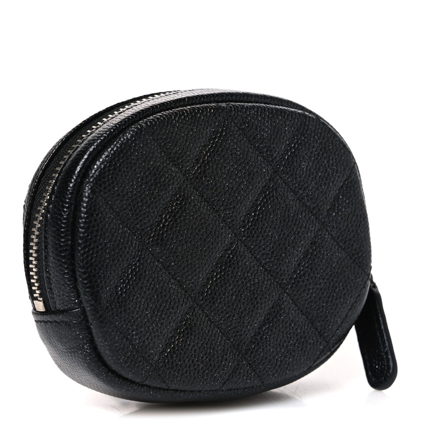 Iridescent Caviar Quilted Zip Around Classic Coin Purse Black