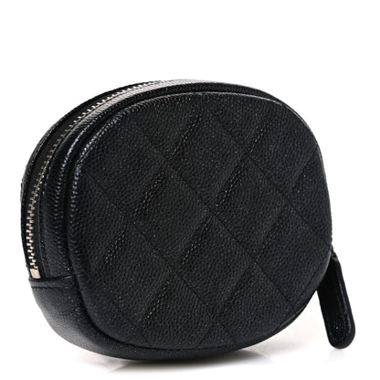 Chanel Iridescent Caviar Quilted Zip Around Classic Coin Purse Black 3 of 7
