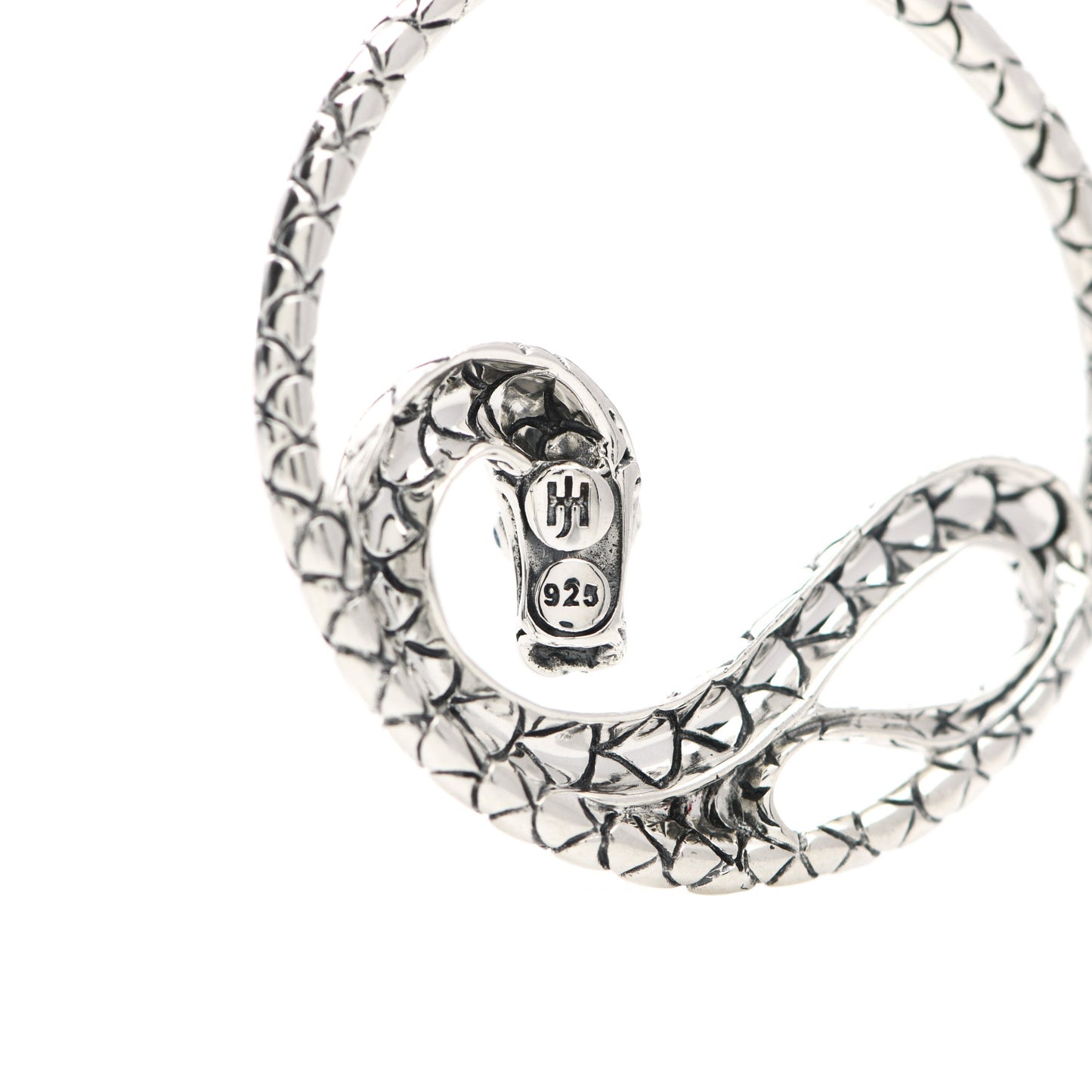 Sterling Silver Blue Sapphire Legends Naga Dragon Hoop Earrings