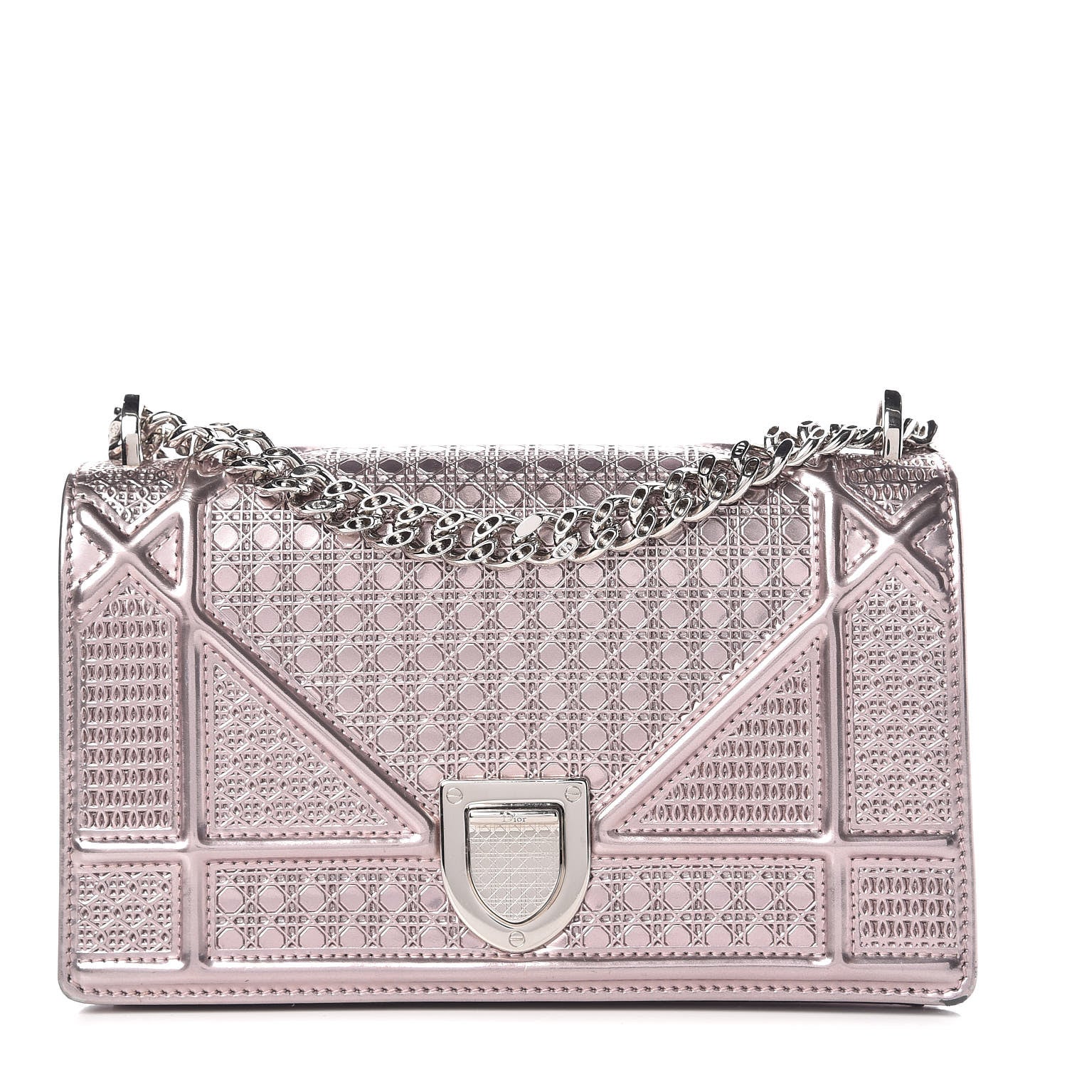 Christian Dior Metallic Patent Micro-Cannage Mini Diorama Flap Bag Hyper Pink 1 of 14