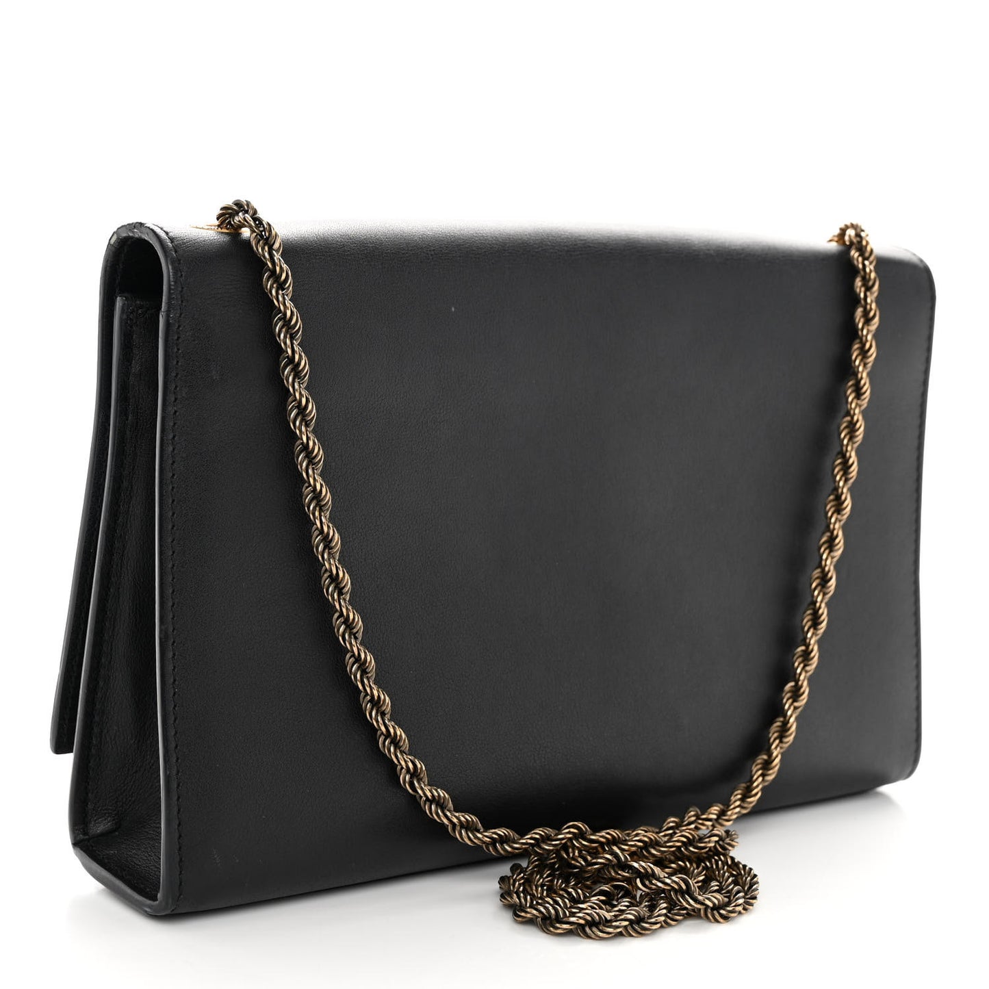 Smooth Calfskin Medium Braided Monogram Kate Satchel Black