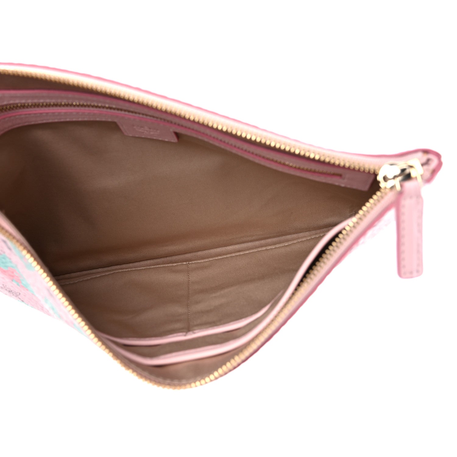 MCM Visetos Floral Leopard Wristlet Zip Pouch Pink 5 of 7