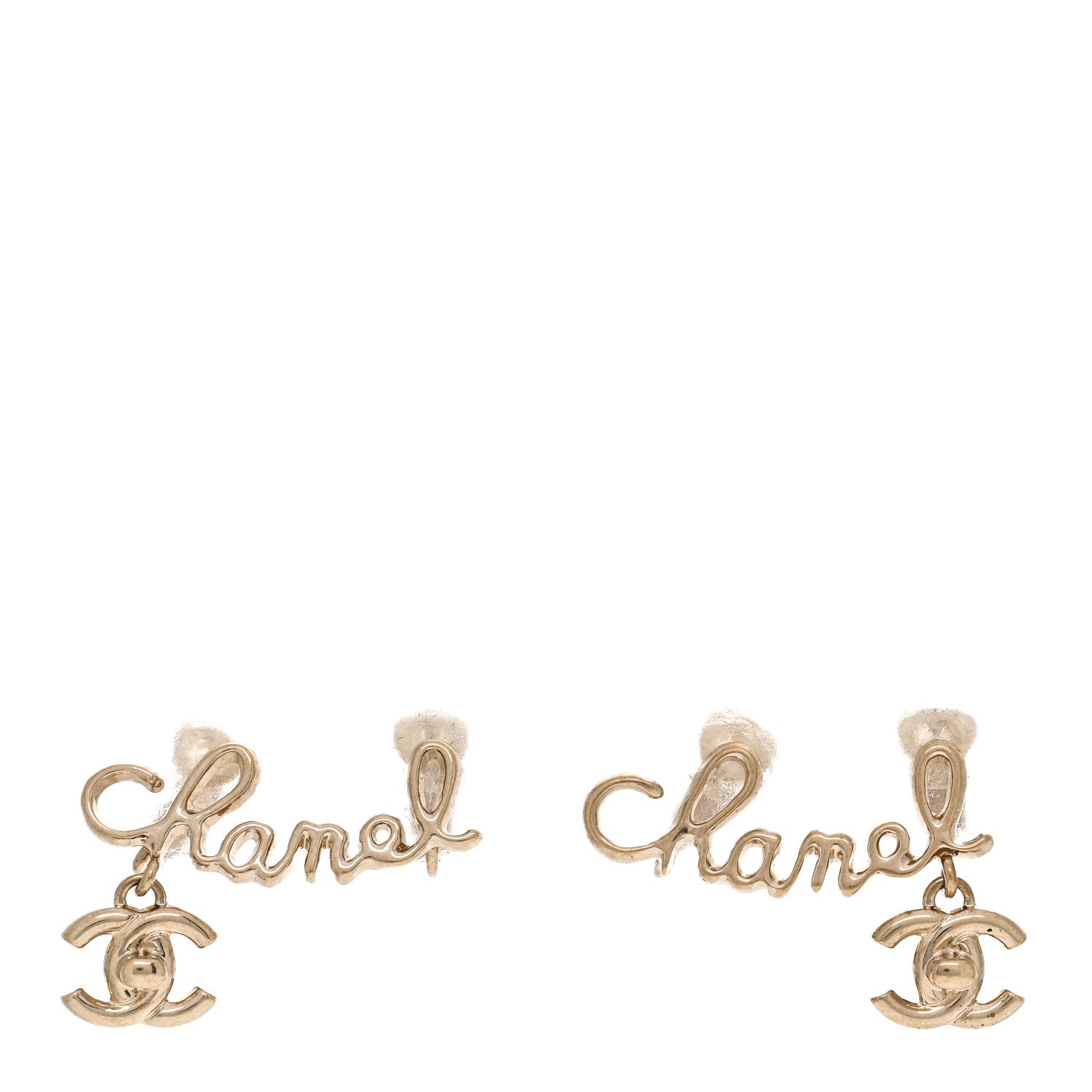 Chanel Metal Logo CC Turnlock Clip On Earrings Gold 1 of 5