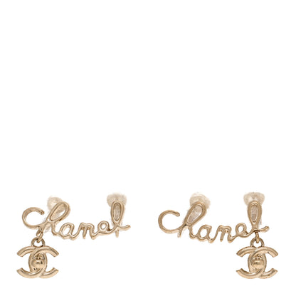 Chanel Metal Logo CC Turnlock Clip On Earrings Gold 1 of 5