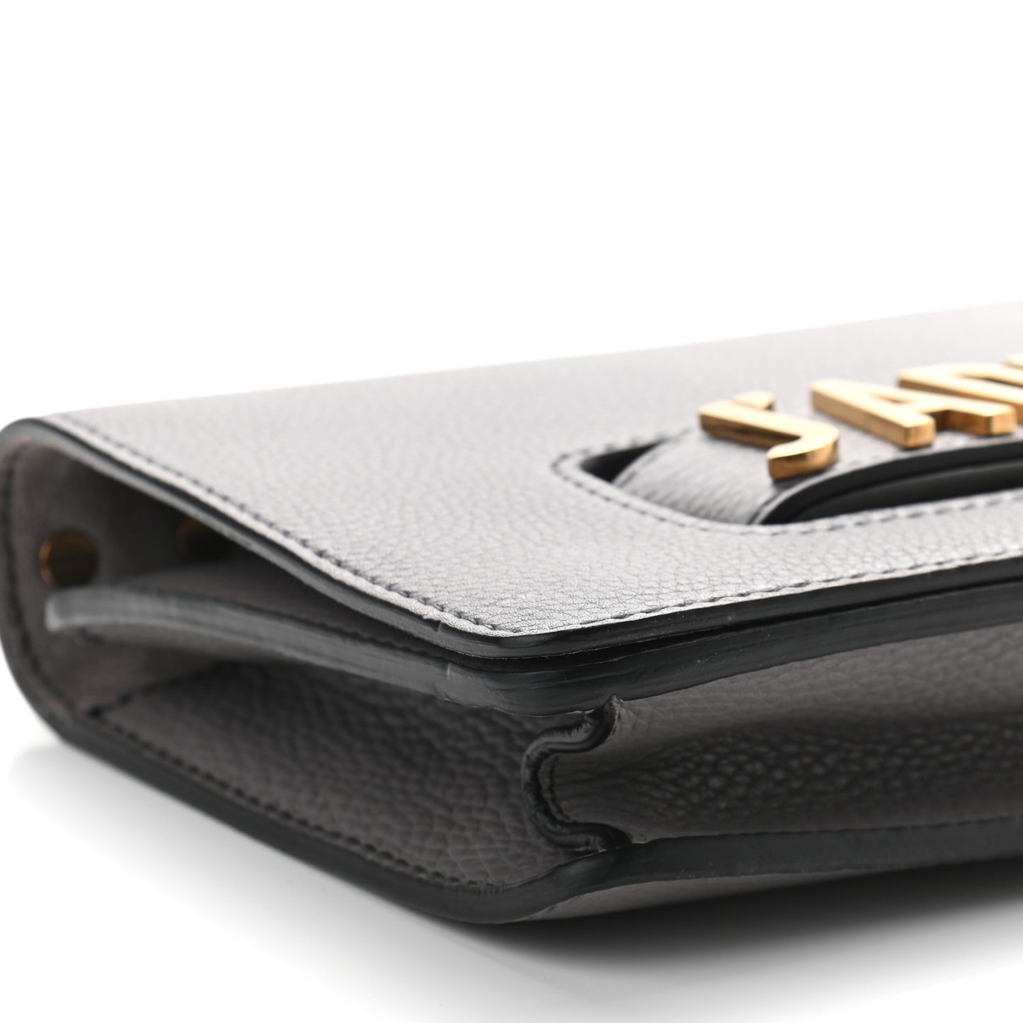 Metallic Grained Calfskin J'Adior Chain Flap Bag Gunmetal