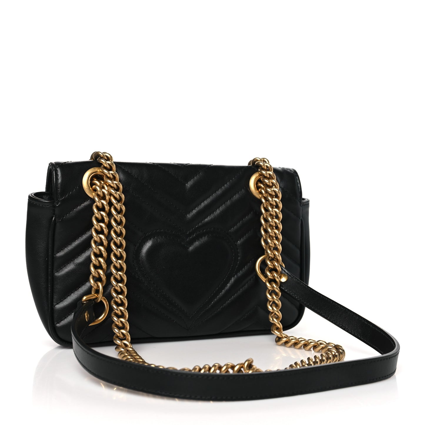 Calfskin Matelasse Mini GG Marmont Shoulder Bag Black