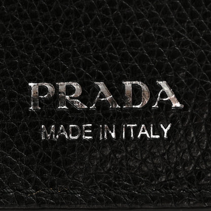 Prada Glace Calfskin City Calfskin Etiquette Compact Wallet Black Astrale 6 of 9