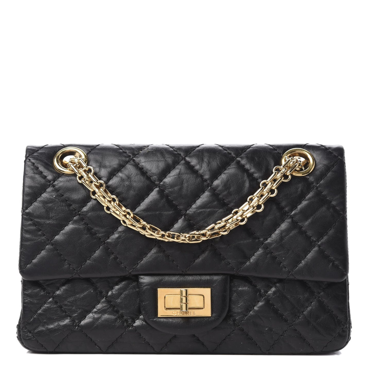 Aged Calfskin Quilted 2.55 Reissue Mini Flap Black