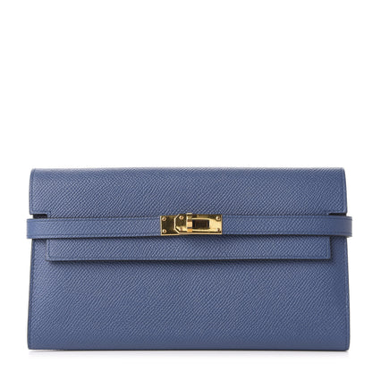 Hermes Epsom Kelly Longue Wallet Blue Agate 1 of 10