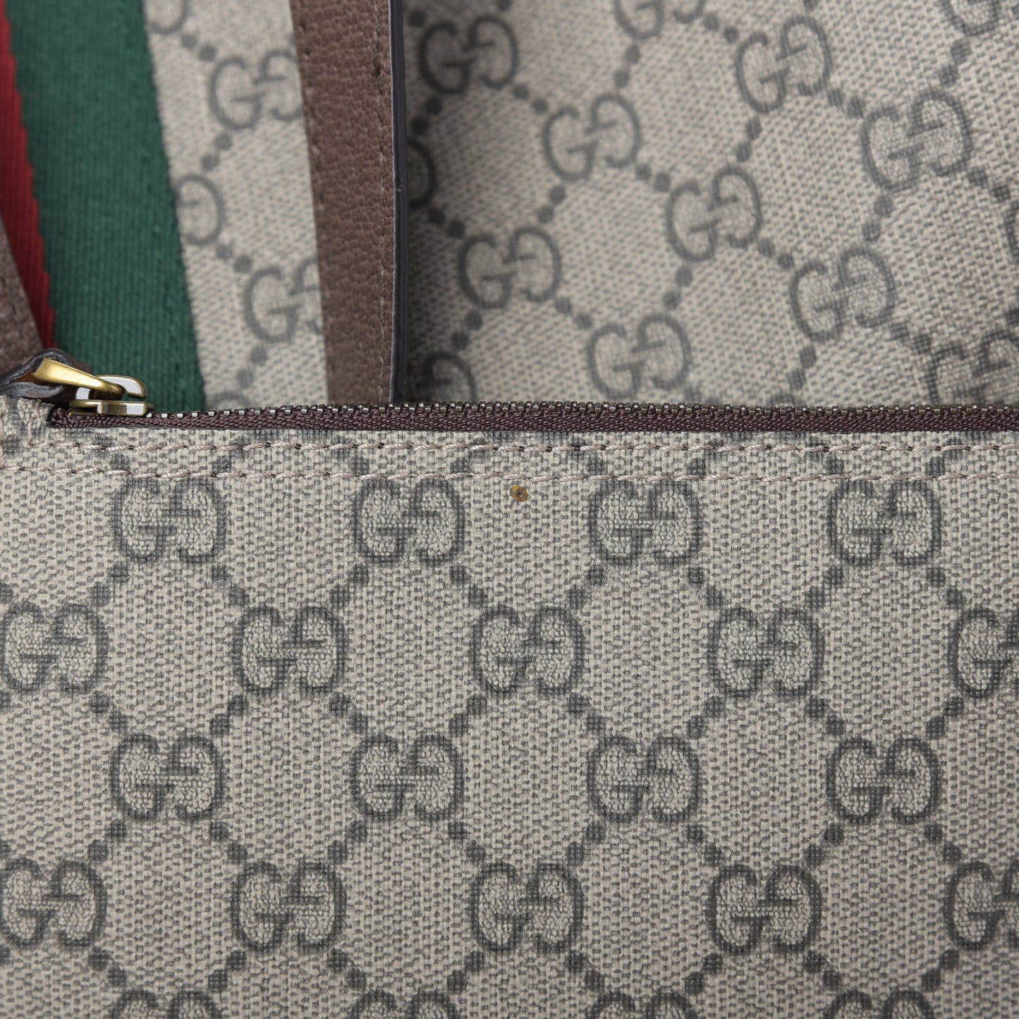 GG Supreme Monogram Web Ophidia Tote Brown