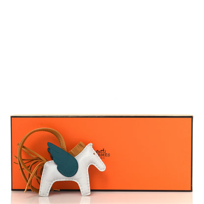 Hermes Milo Lambskin Grigri Rodeo Pegase Horse Bag Charm PM Bleu Brume Sesame Vert Bosphore 5 of 5