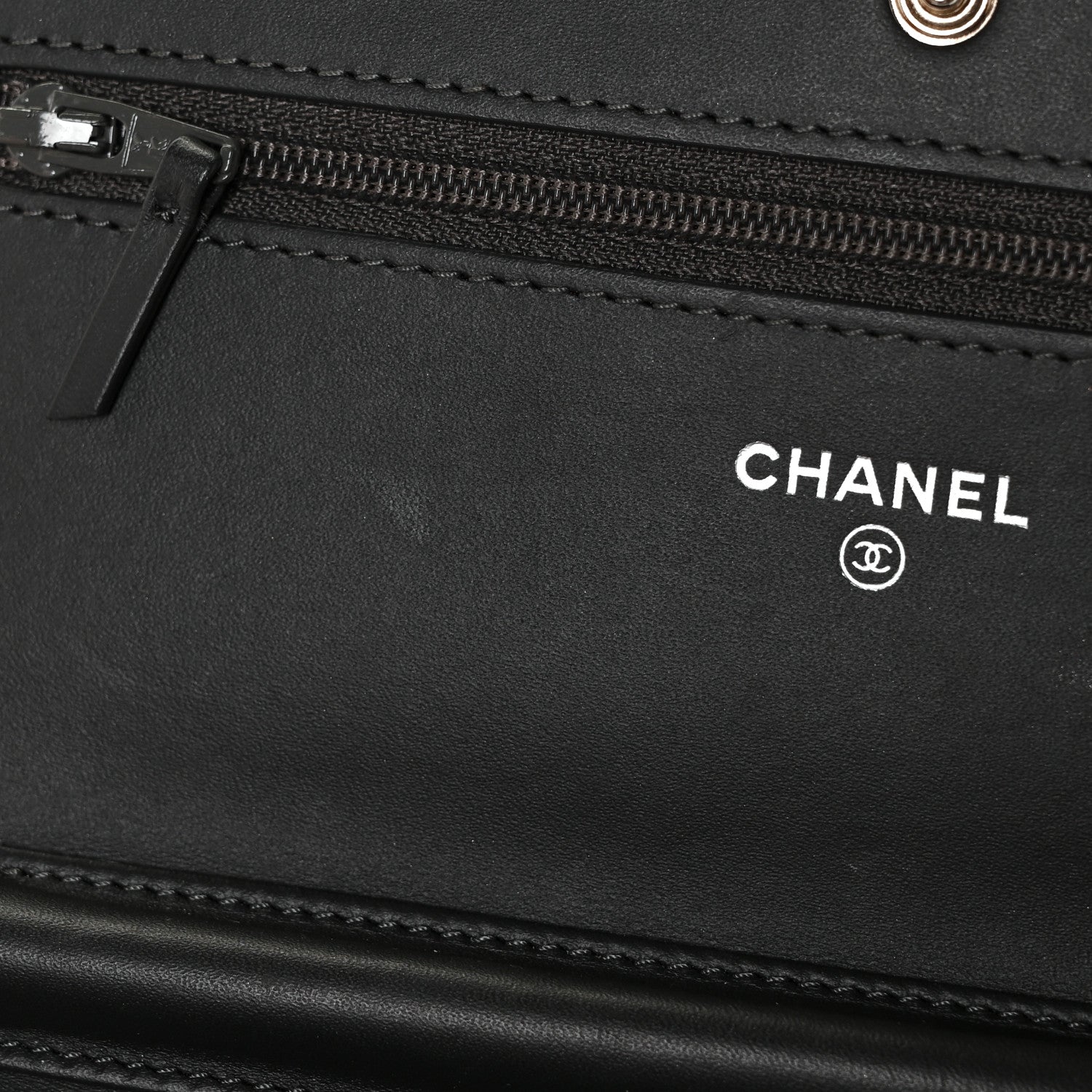 Chanel Patent Quilted Wallet On Chain WOC Dark Grey 11 of 13